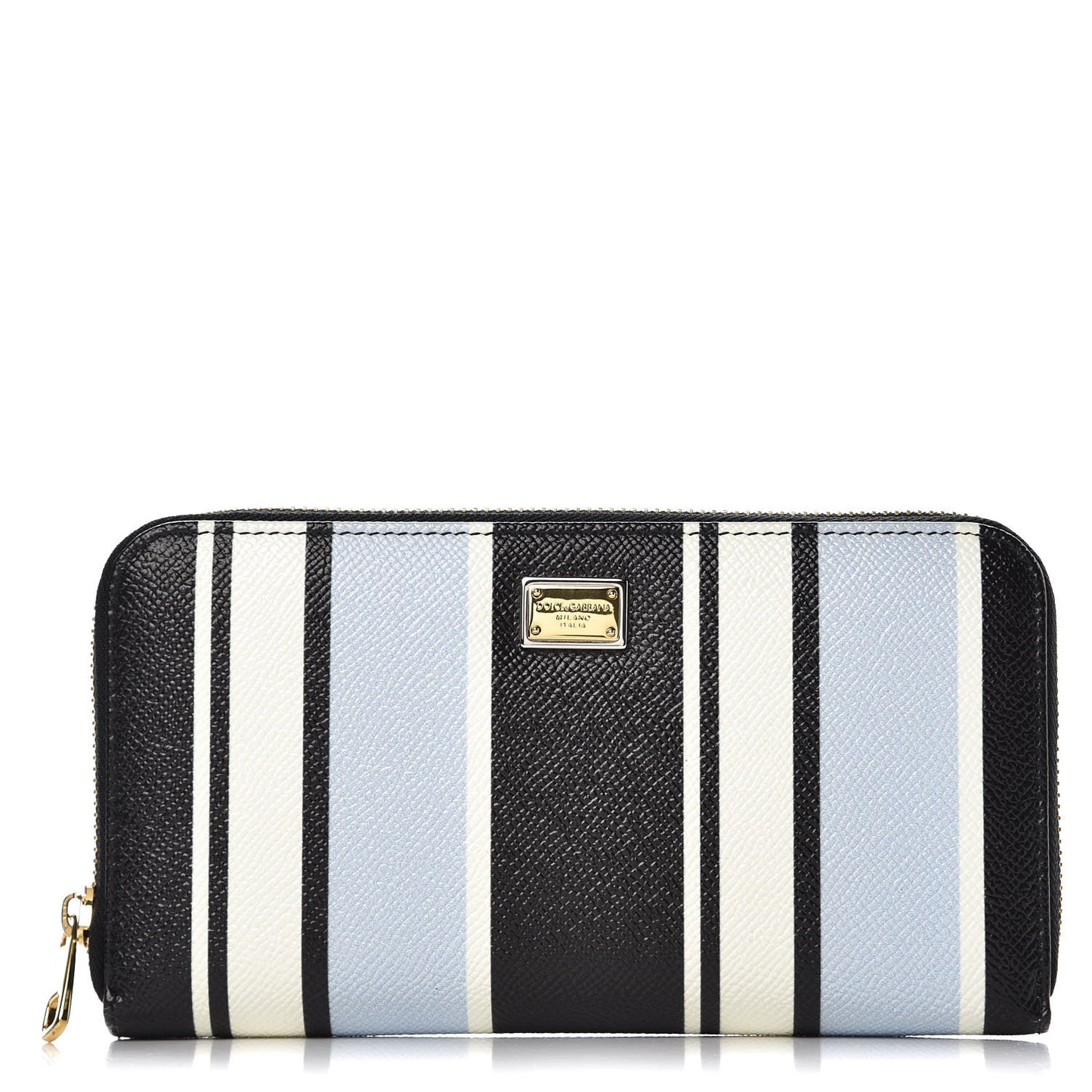 Dauphine Striped Zip Around Wallet Black
