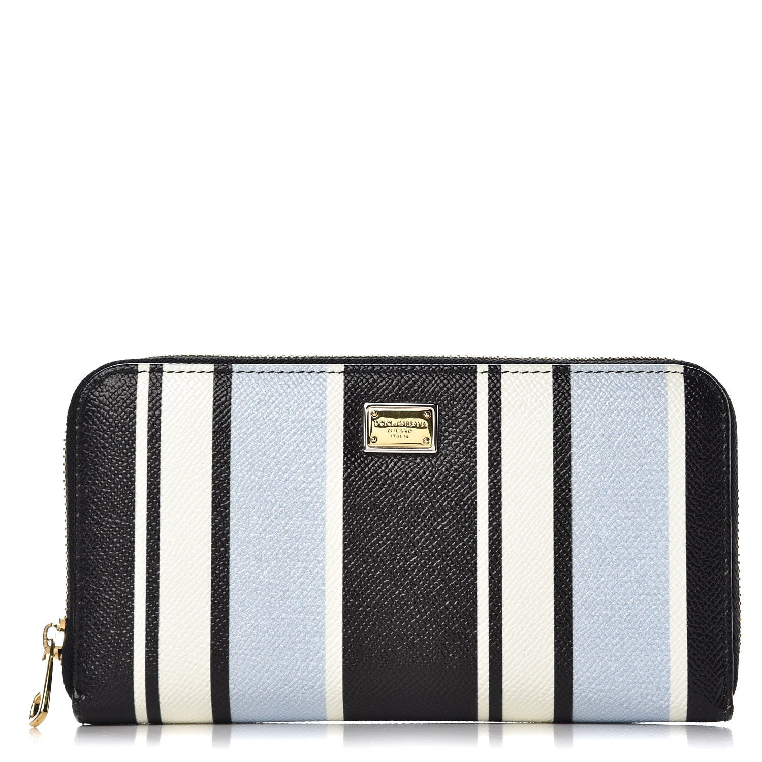 Dolce & Gabbana Dauphine Striped Zip Around Wallet Black 1 of 10