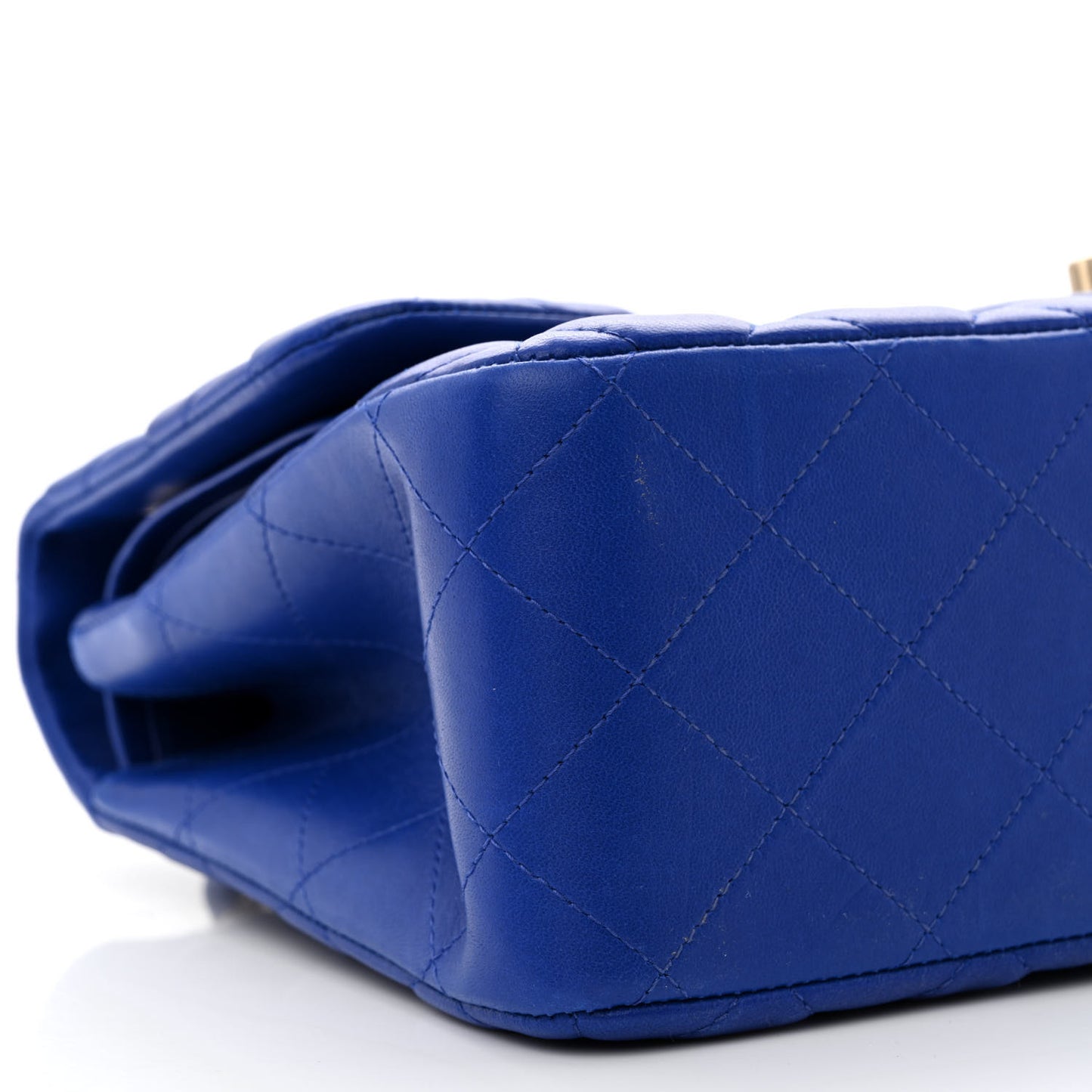 Lambskin Quilted Jumbo Double Flap Blue