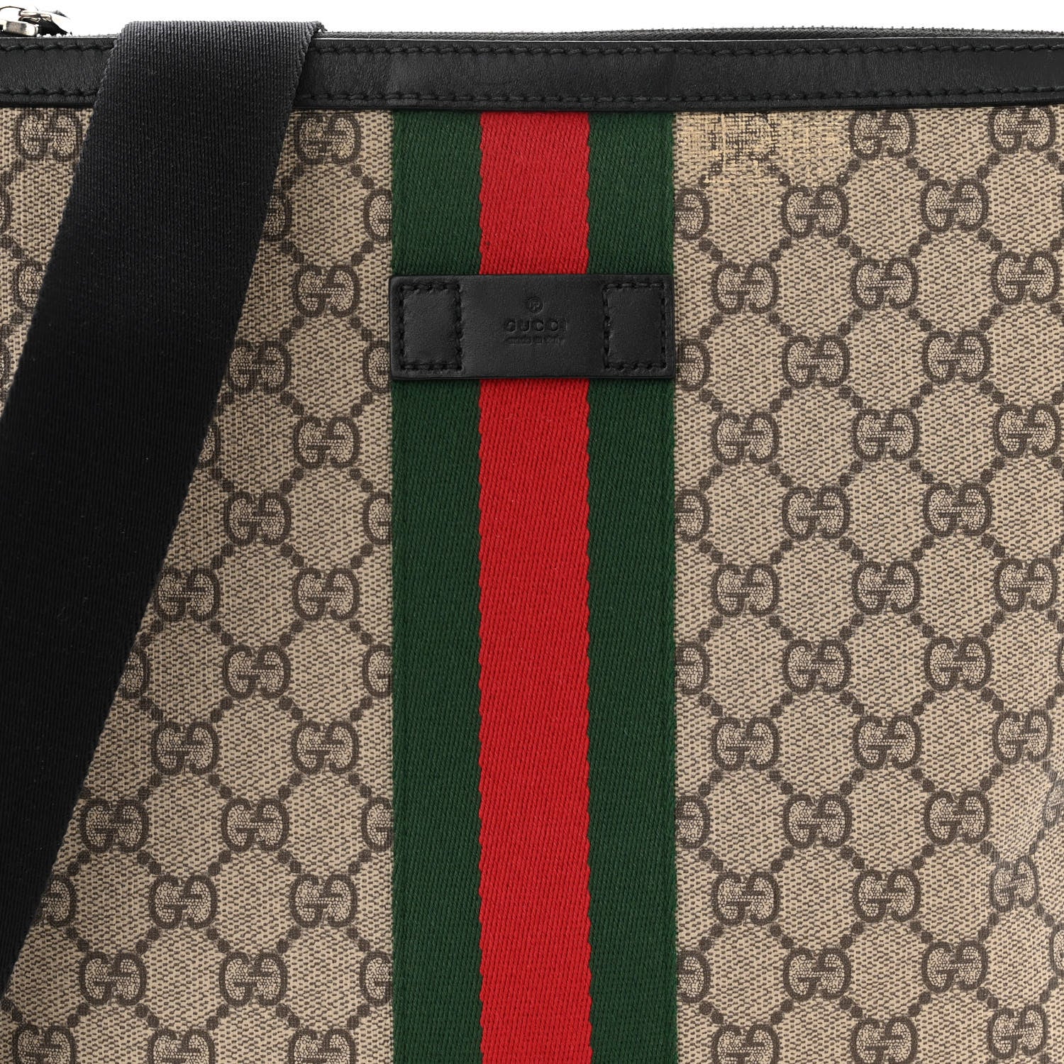 Gucci GG Supreme Monogram Web Messenger Bag Black 8 of 10