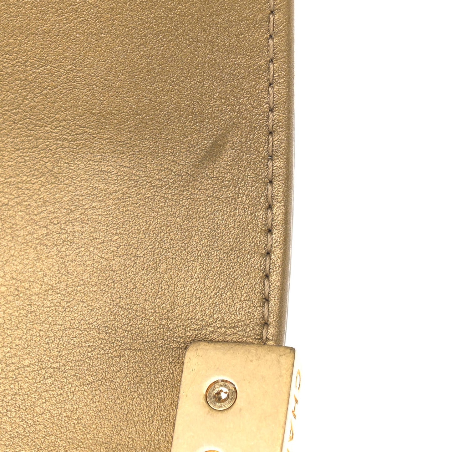 Metallic Patent Calfskin Quilted Medium Boy Flap Gold