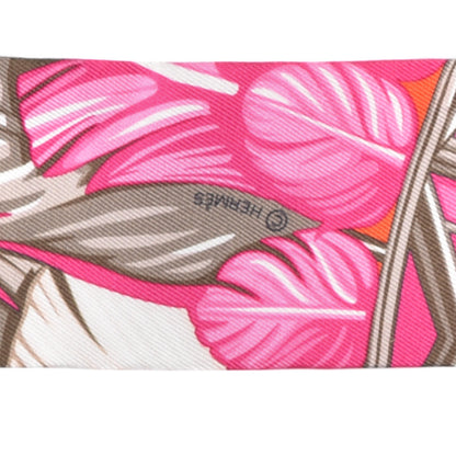 Hermes Silk La Danse Pacifique Twilly Orange Fuchsia Kaki 3 of 4