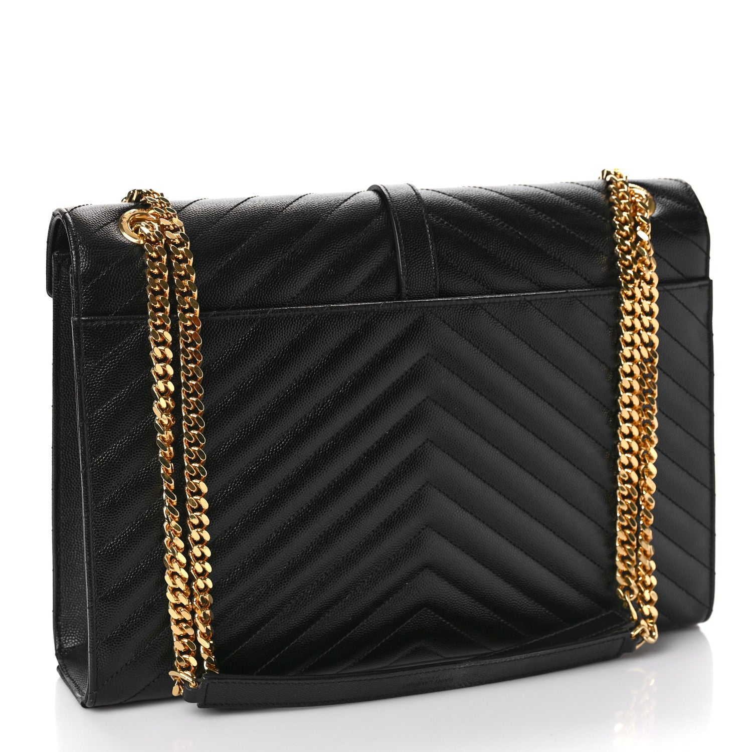 Saint Laurent Grain De Poudre Matelasse Chevron Large Monogram Satchel Black 3 of 8