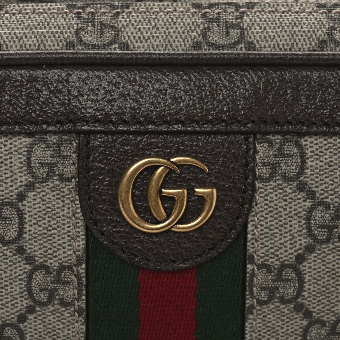 GG Supreme Monogram Web Small Ophidia Top Handle Shoulder Bag Brown