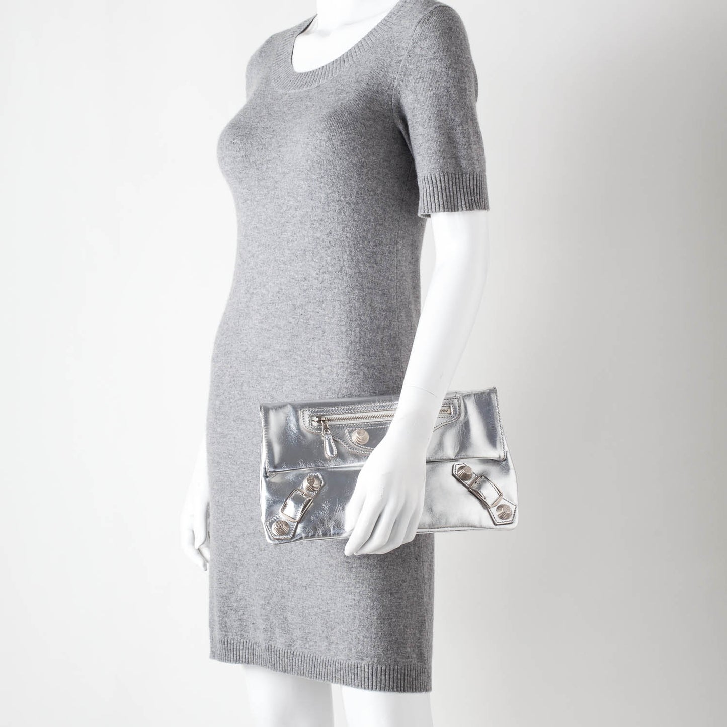 Laminated Calfskin Giant 21 Envelope Clutch Silver Hardware