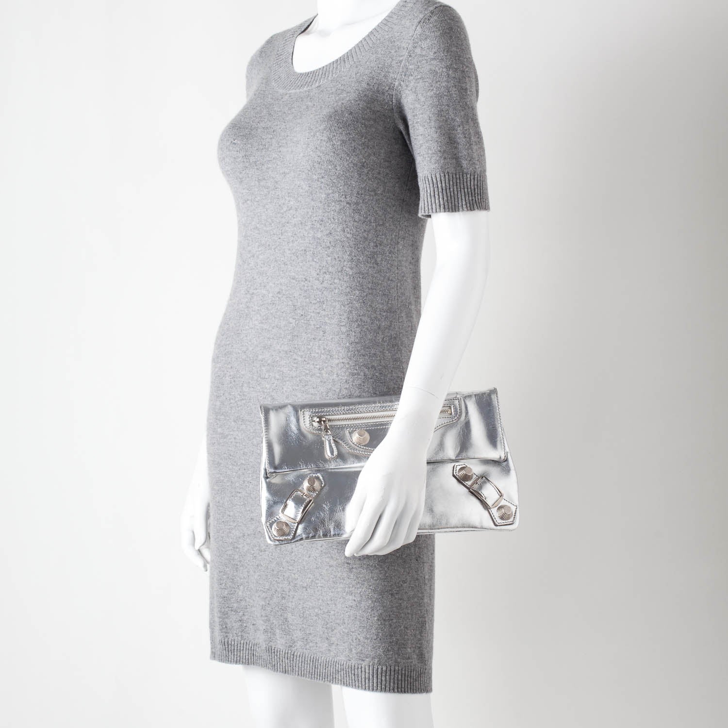 Balenciaga Laminated Calfskin Giant 21 Envelope Clutch Silver Hardware 2 of 11