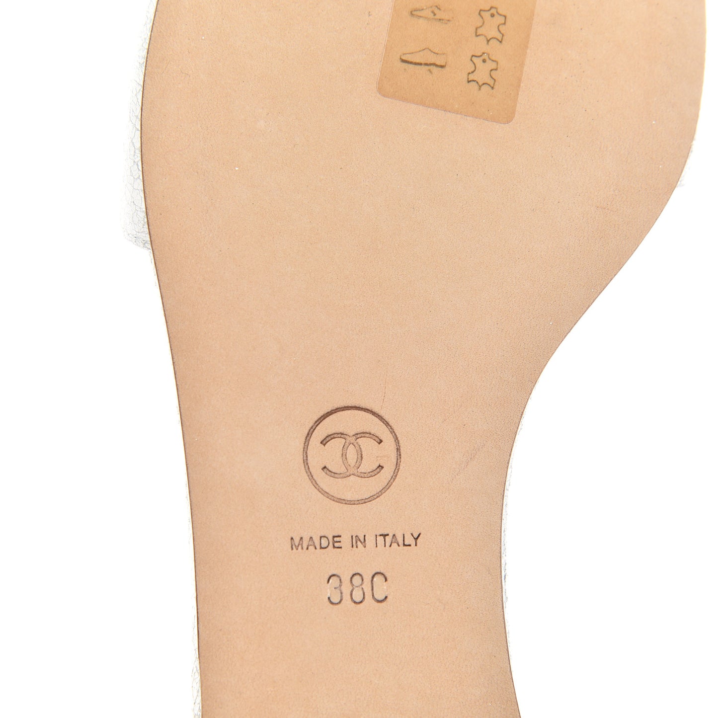 Crackled Lambskin Camellia Sandal Mule 38 White