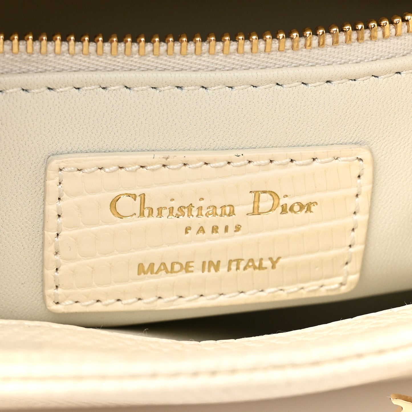 Lizard Mini Lady Dior White