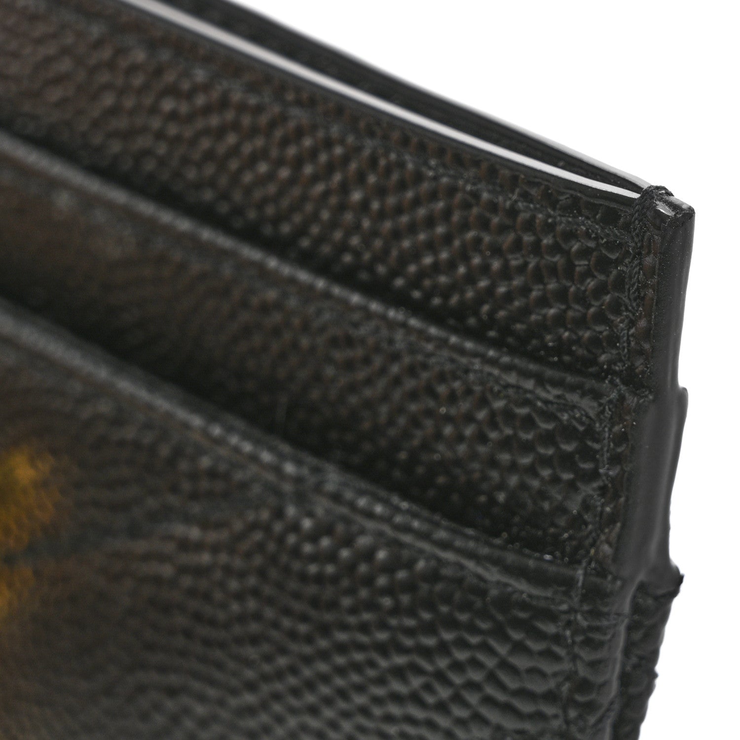Saint Laurent Grain De Poudre Matelasse Chevron Monogram Credit Card Case Black 9 of 10