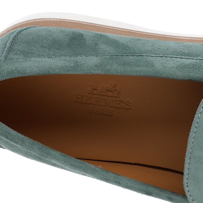 Hermes Suede Calfskin Womens Low Loafers 38 Vert Cedre 11 of 11