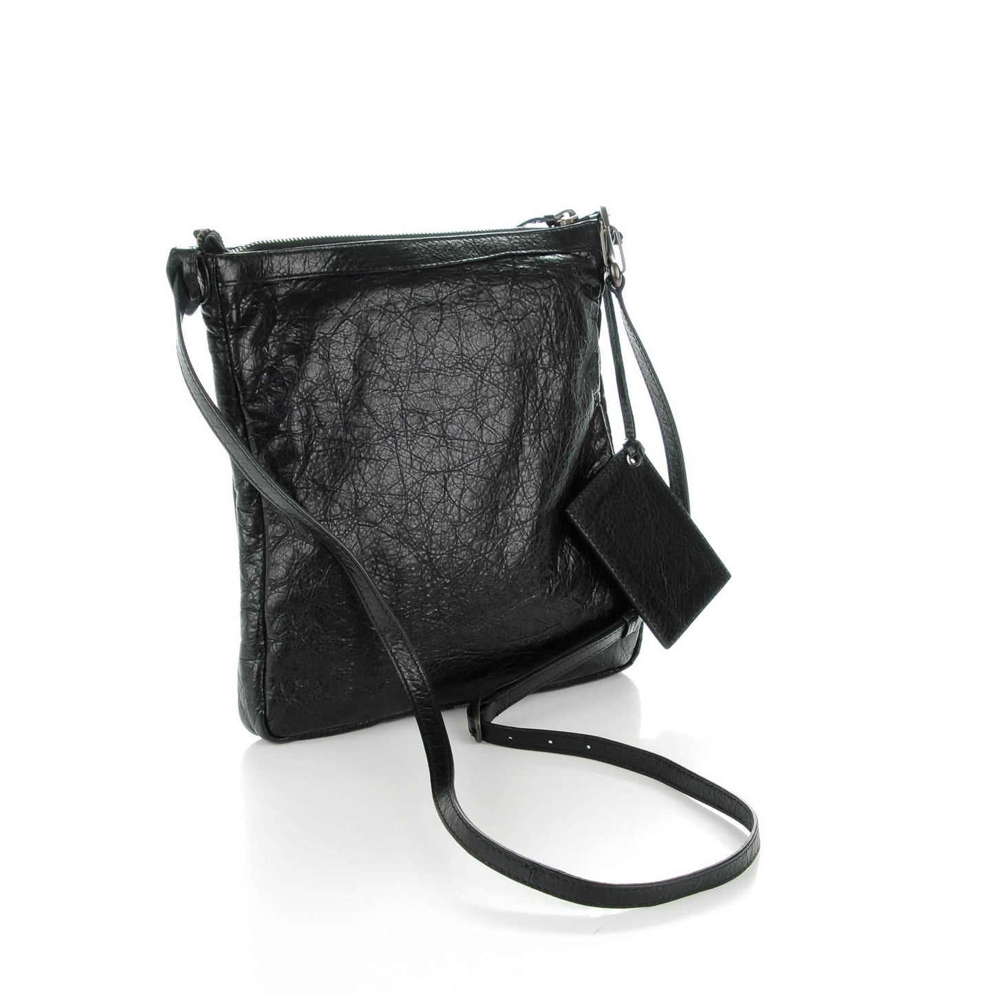 Agneau Classic Hardware Flat Crossbody Black