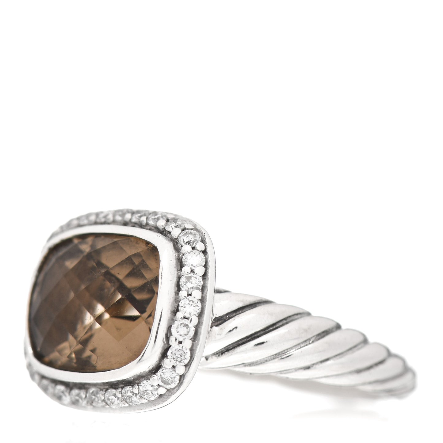 Sterling Silver Diamond Smoky Quartz 10mm Noblesse Ring 51 5.75