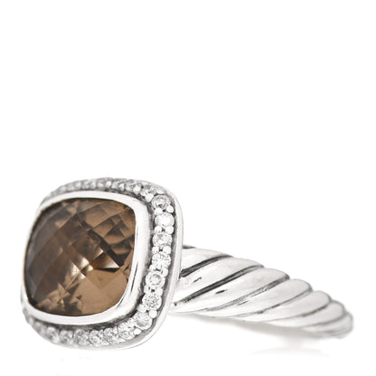 David Yurman Sterling Silver Diamond Smoky Quartz 10mm Noblesse Ring 51 5.75 3 of 5