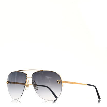 Cartier Santos de Cartier Aviator Sunglasses CT0065S Gold Black 1 of 8