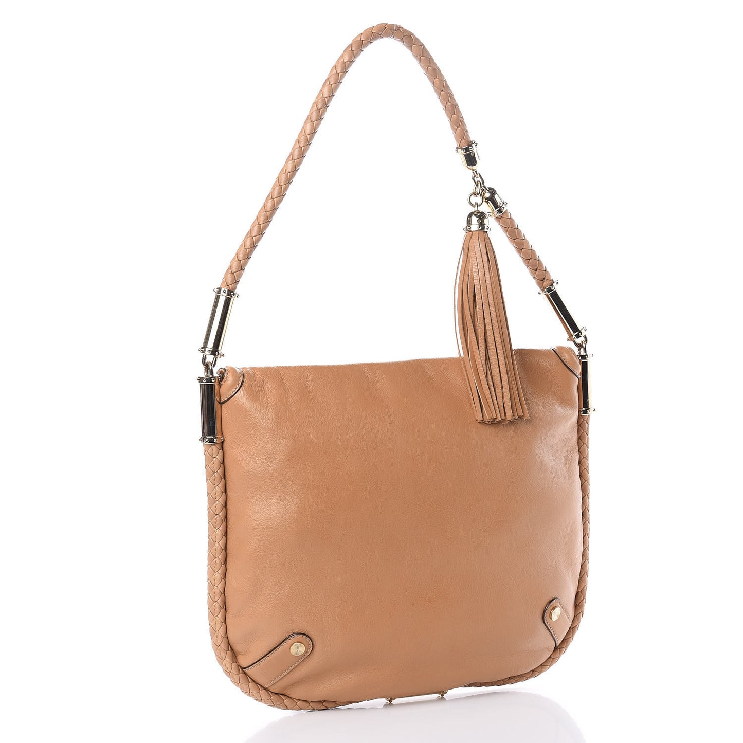 Calfskin Medium Britt Tassel Shoulder Bag Beige