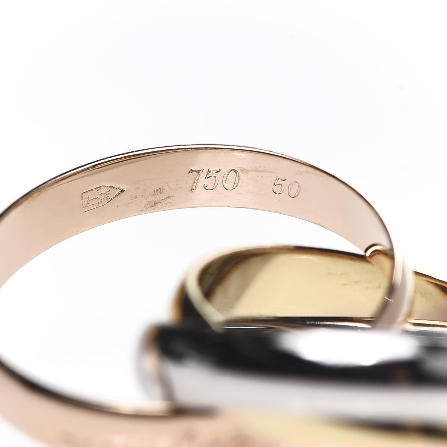 Cartier 18K Pink Yellow White Gold Classic Les Must De Trinity Ring 50 5.25 4 of 5