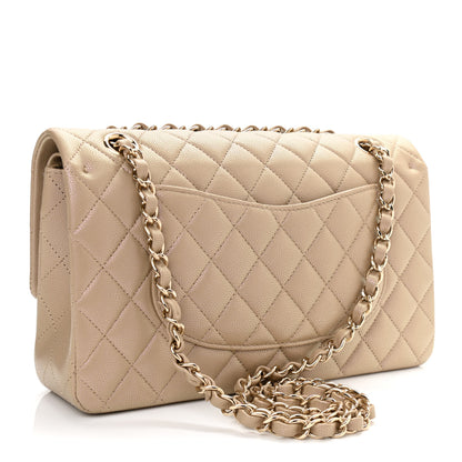 Chanel Iridescent Caviar Quilted Medium Double Flap Dark Beige 3 of 11