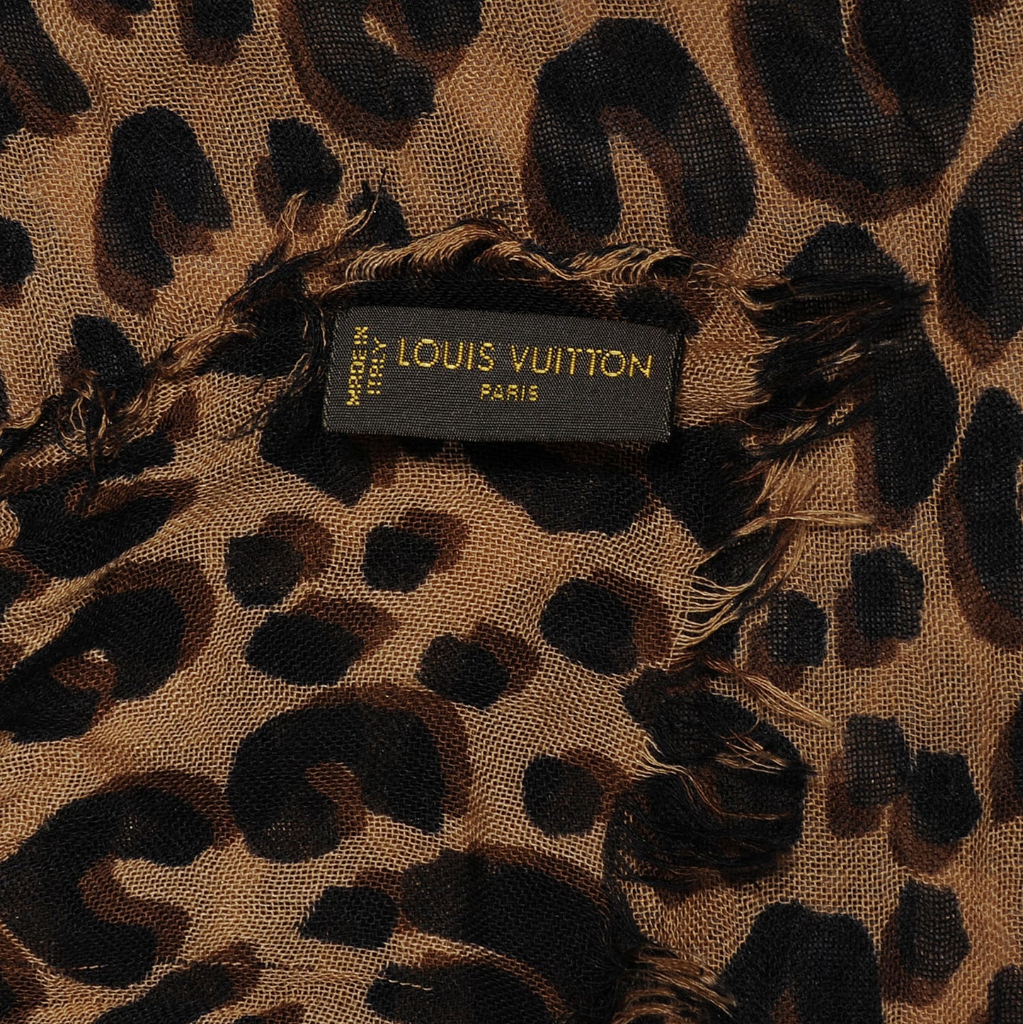 Cashmere Silk Leopard Stole Brown