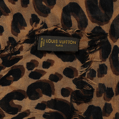 Louis Vuitton Cashmere Silk Leopard Stole Brown 7 of 7