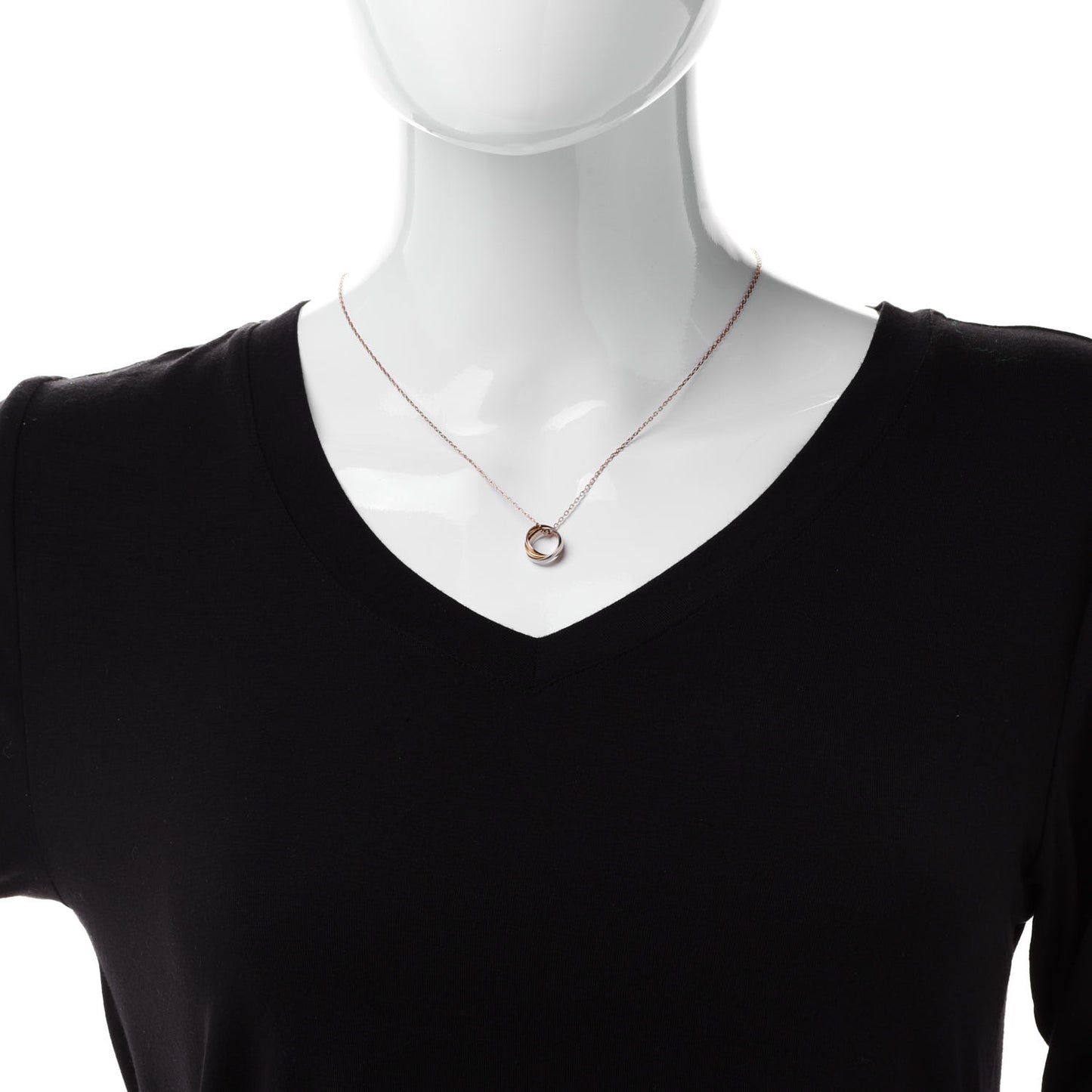 18K Pink Yellow White Gold Trinity Pendant Necklace