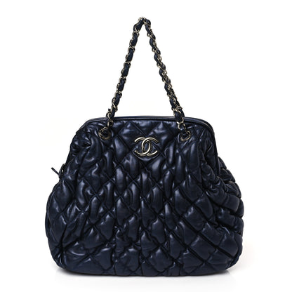Chanel Calfskin Bubble Quilt Frame Bag Blue 1 of 10