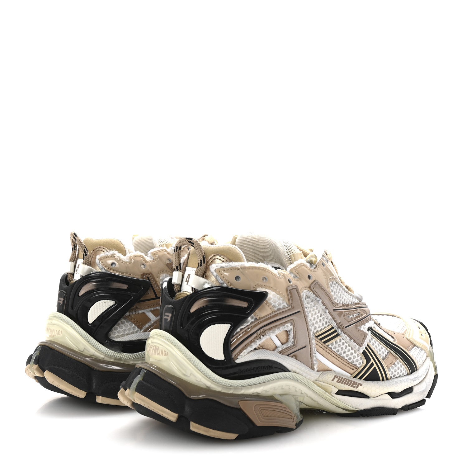 Balenciaga Mesh Rubber Monocolor Womens Runner Sneakers 41 Beige Black 5 of 10