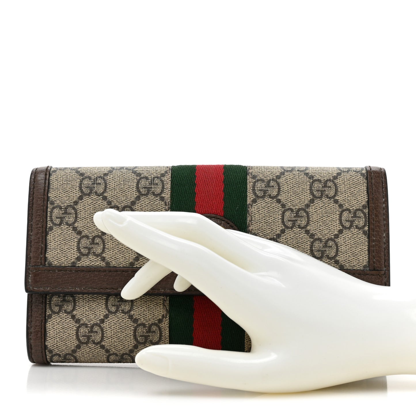 GG Supreme Monogram Web Ophidia Continental Wallet Brown