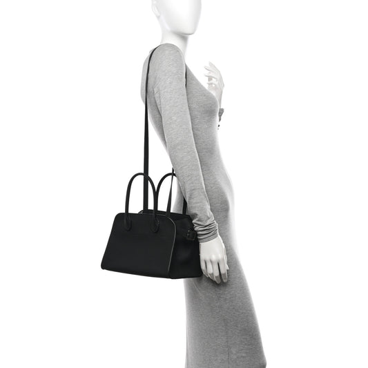 Grained Calfskin Soft Margaux 10 Bag Black
