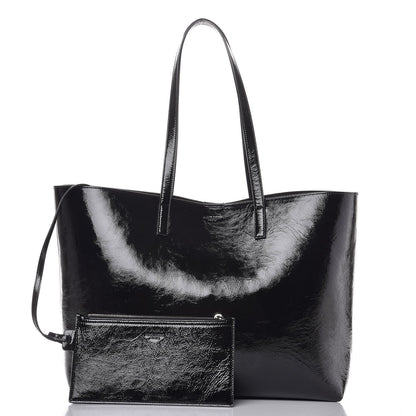 Saint Laurent Patent Calfskin Large Shopping Tote Black 3 of 9