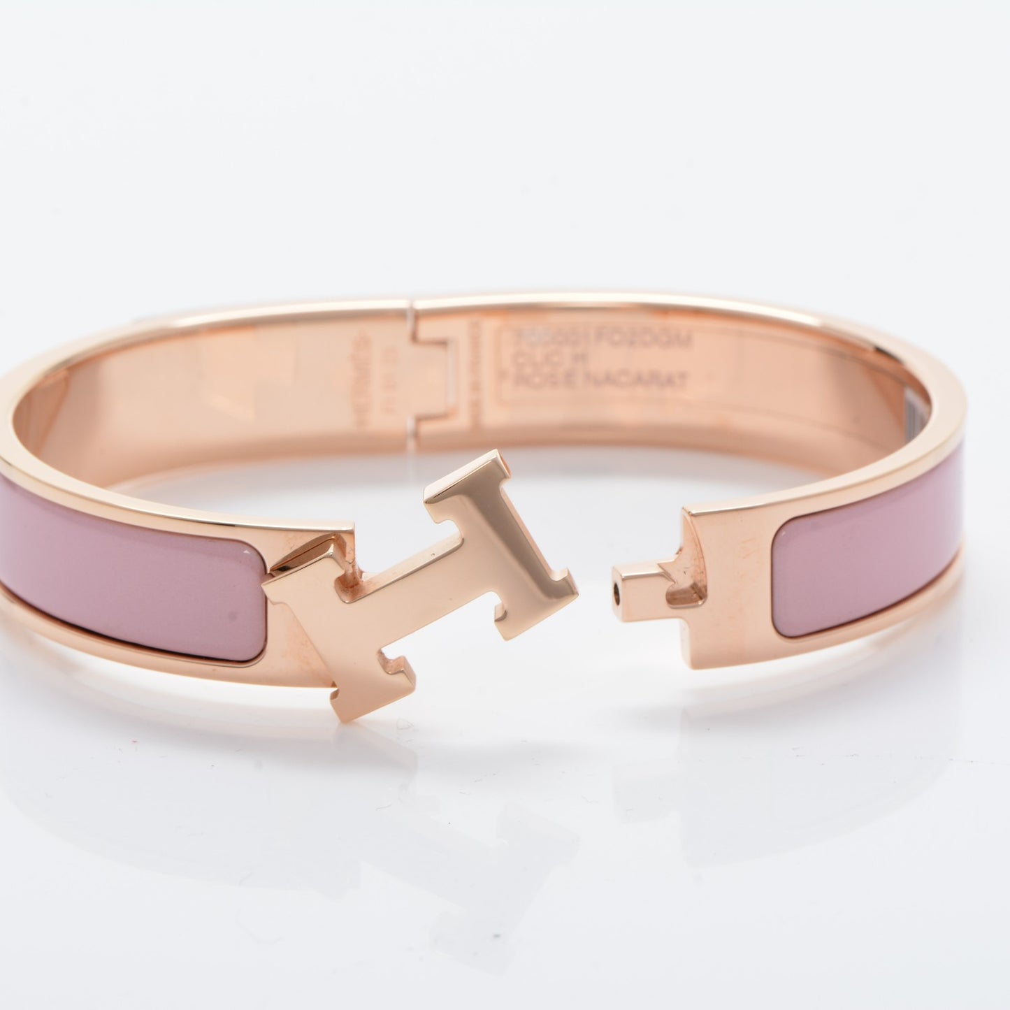 Enamel Narrow Clic Clac H Bracelet GM Rose Nacarat