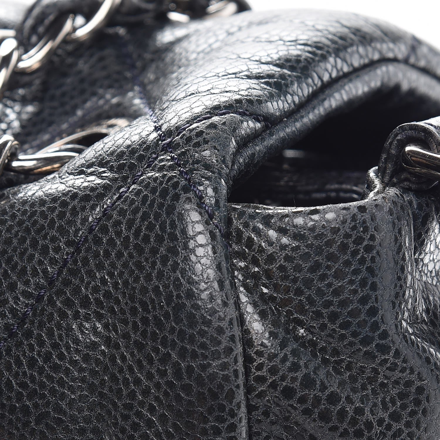 Chanel Glazed Caviar Quilted Stretch Spirit Messenger Bag Blue 12 of 16