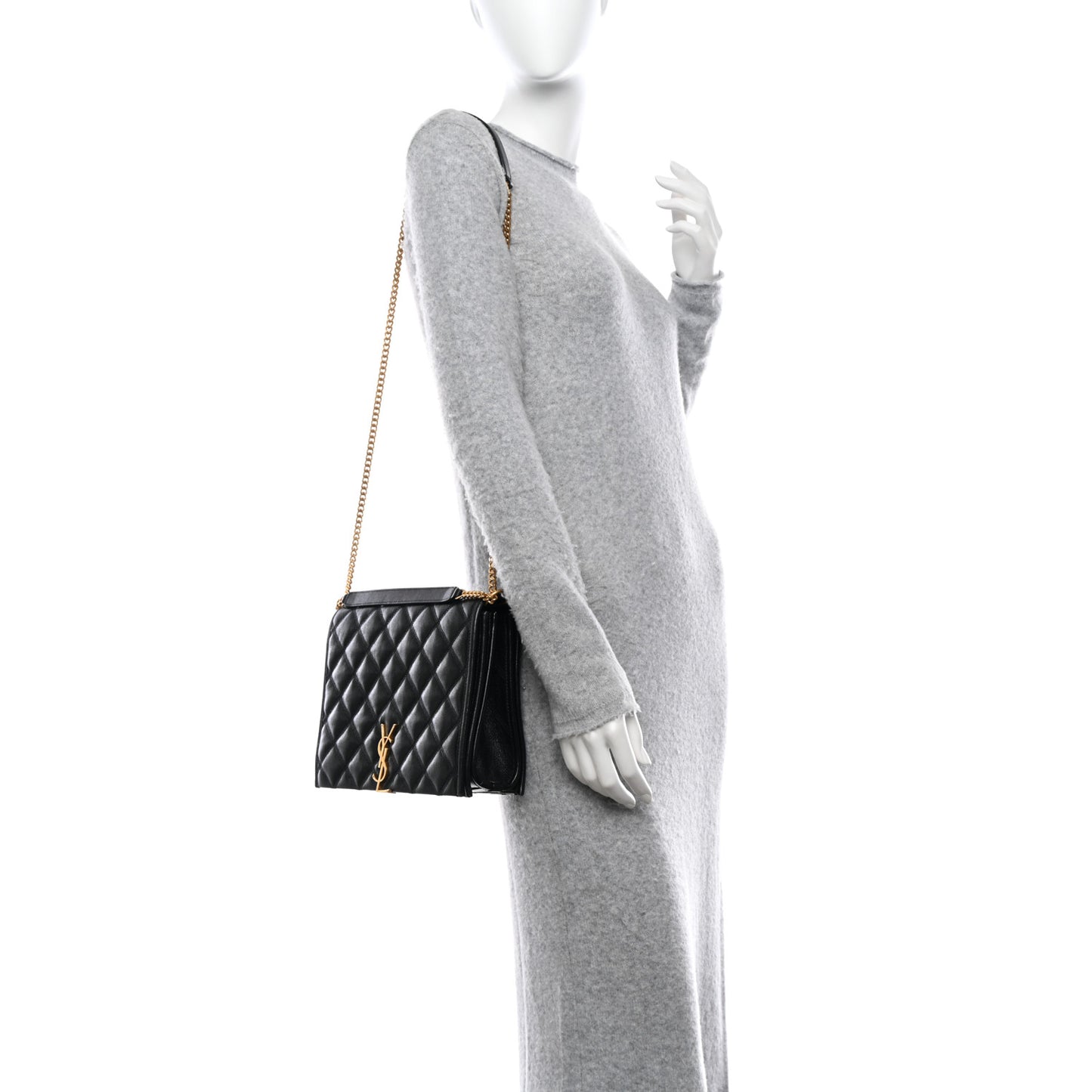 SAINT LAURENT Lambskin Quilted Small Becky Chain Bag Black