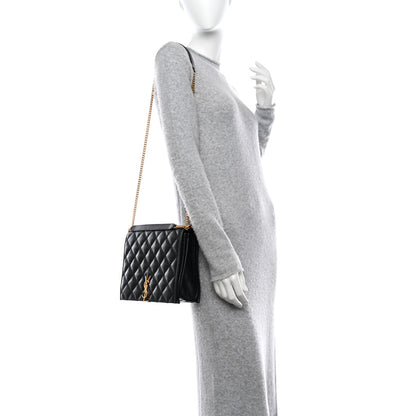 Saint Laurent SAINT LAURENT Lambskin Quilted Small Becky Chain Bag Black 2 of 9