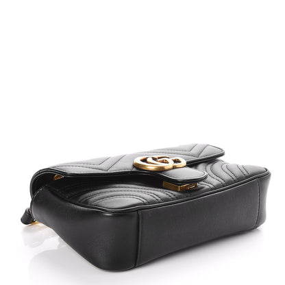 Gucci Calfskin Matelasse Mini GG Marmont Shoulder Bag Black 4 of 7