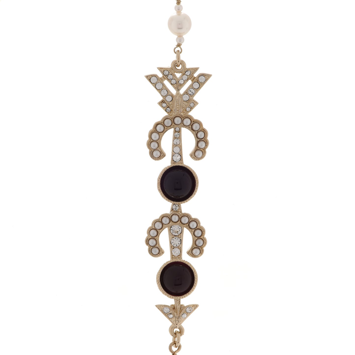 Pearl Crystal Queen of France Multi Strand Necklace Gold Red