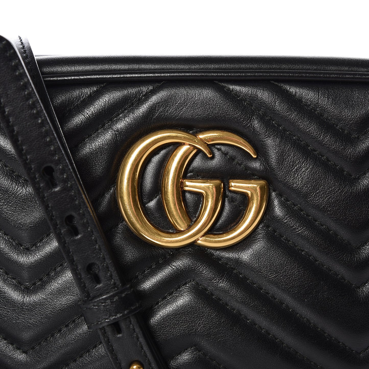 Calfskin Matelasse Small GG Marmont Chain Shoulder Bag Black