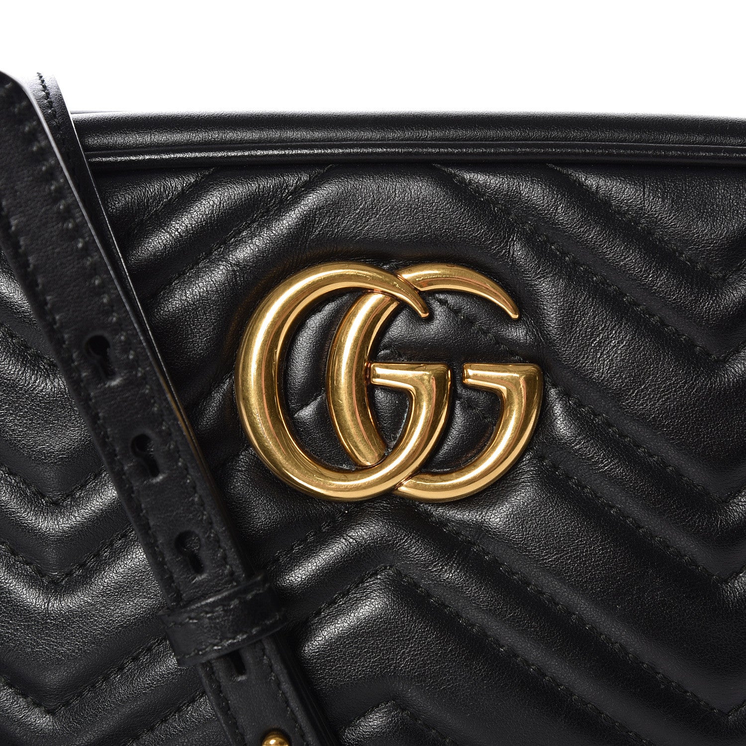 Gucci Calfskin Matelasse Small GG Marmont Chain Shoulder Bag Black 9 of 9