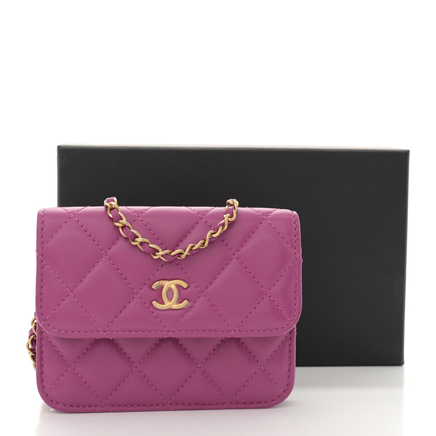 Chanel Lambskin Quilted Pearl Crush Clutch With Chain Purple 12 of 12