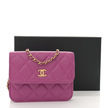 Chanel Lambskin Quilted Pearl Crush Clutch With Chain Purple 12 of 12