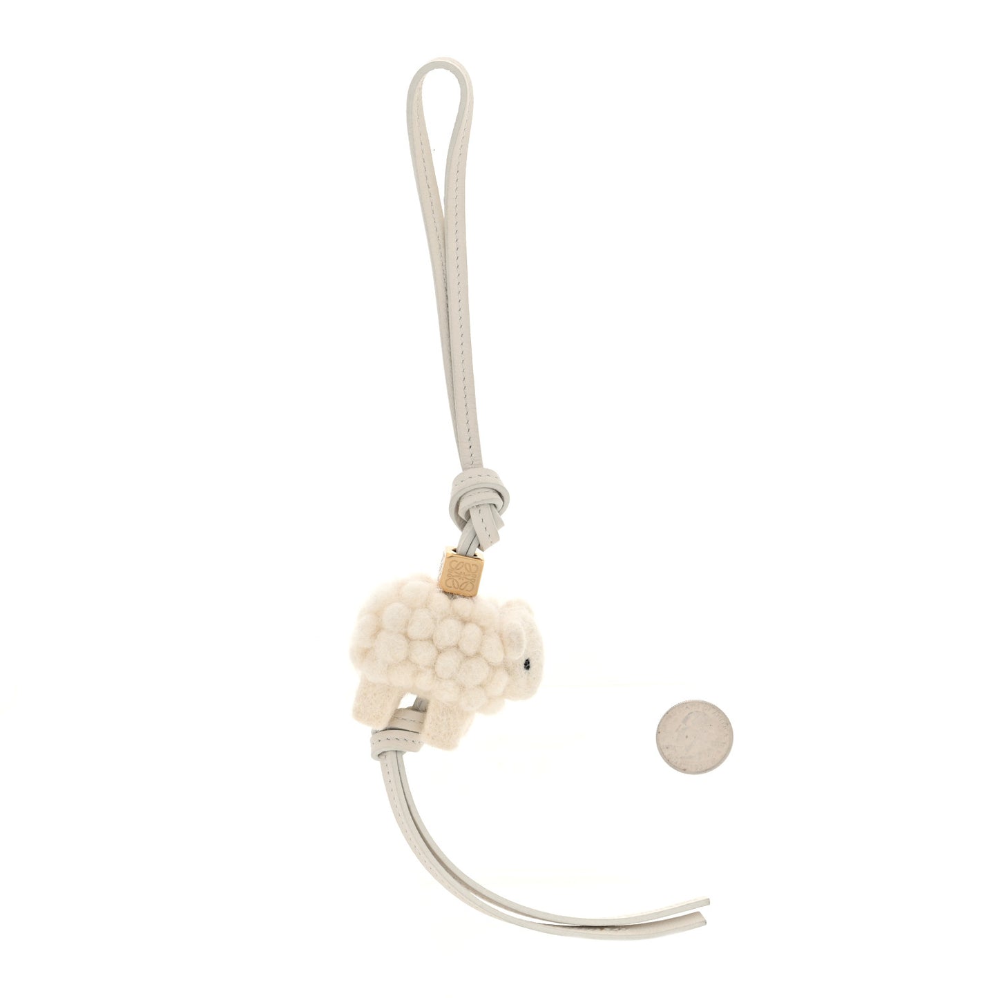 Calfskin Felt Sheep Bag Charm Soft White
