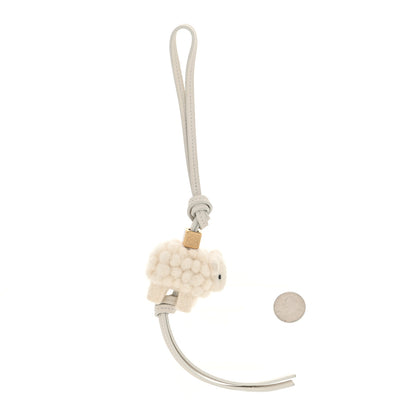 Loewe Calfskin Felt Sheep Bag Charm Soft White 2 of 3