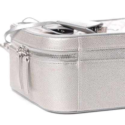 Chanel Metallic Caviar Quilted Large CC Filigree Vanity Case Silver 5 of 12