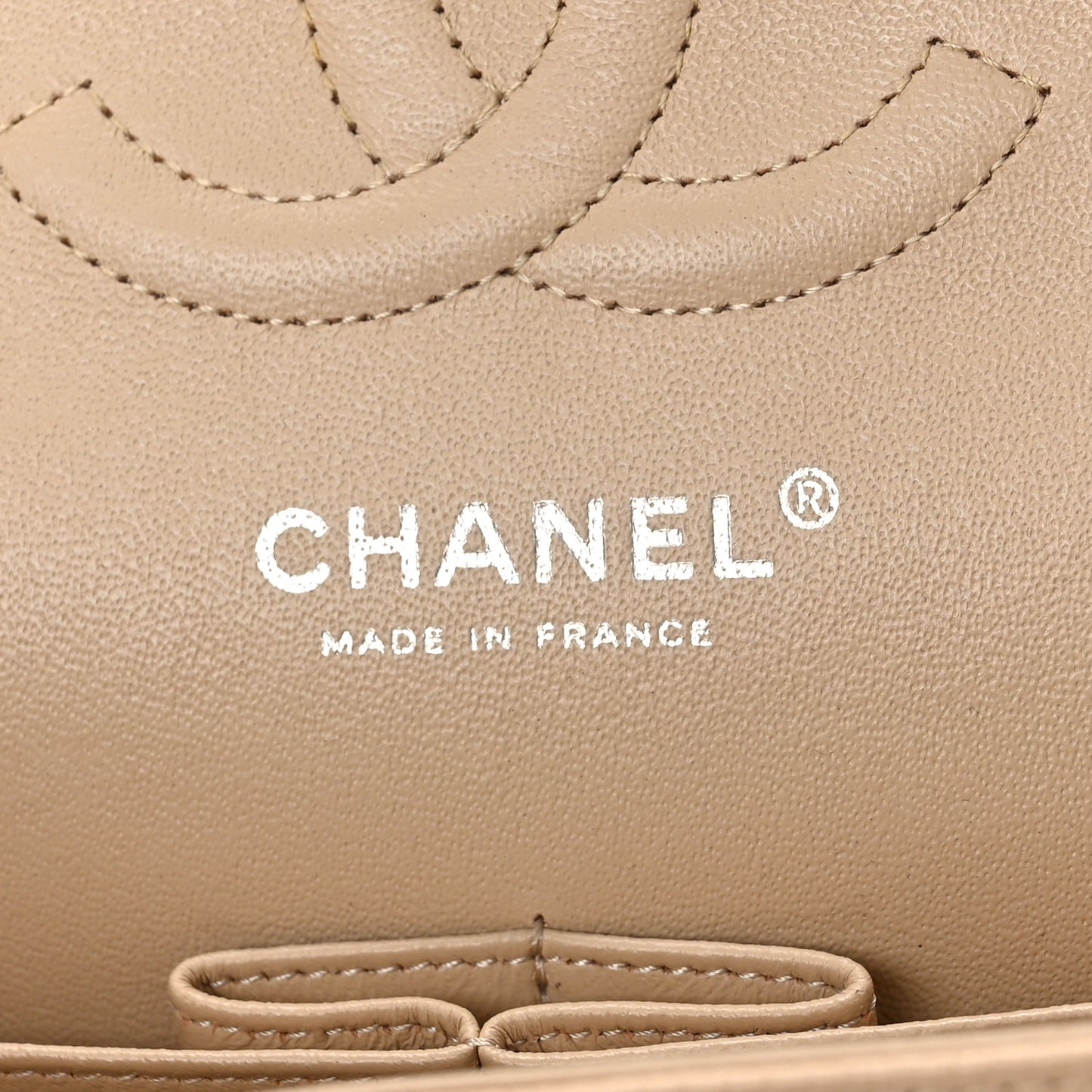 Caviar Quilted Medium Double Flap Beige