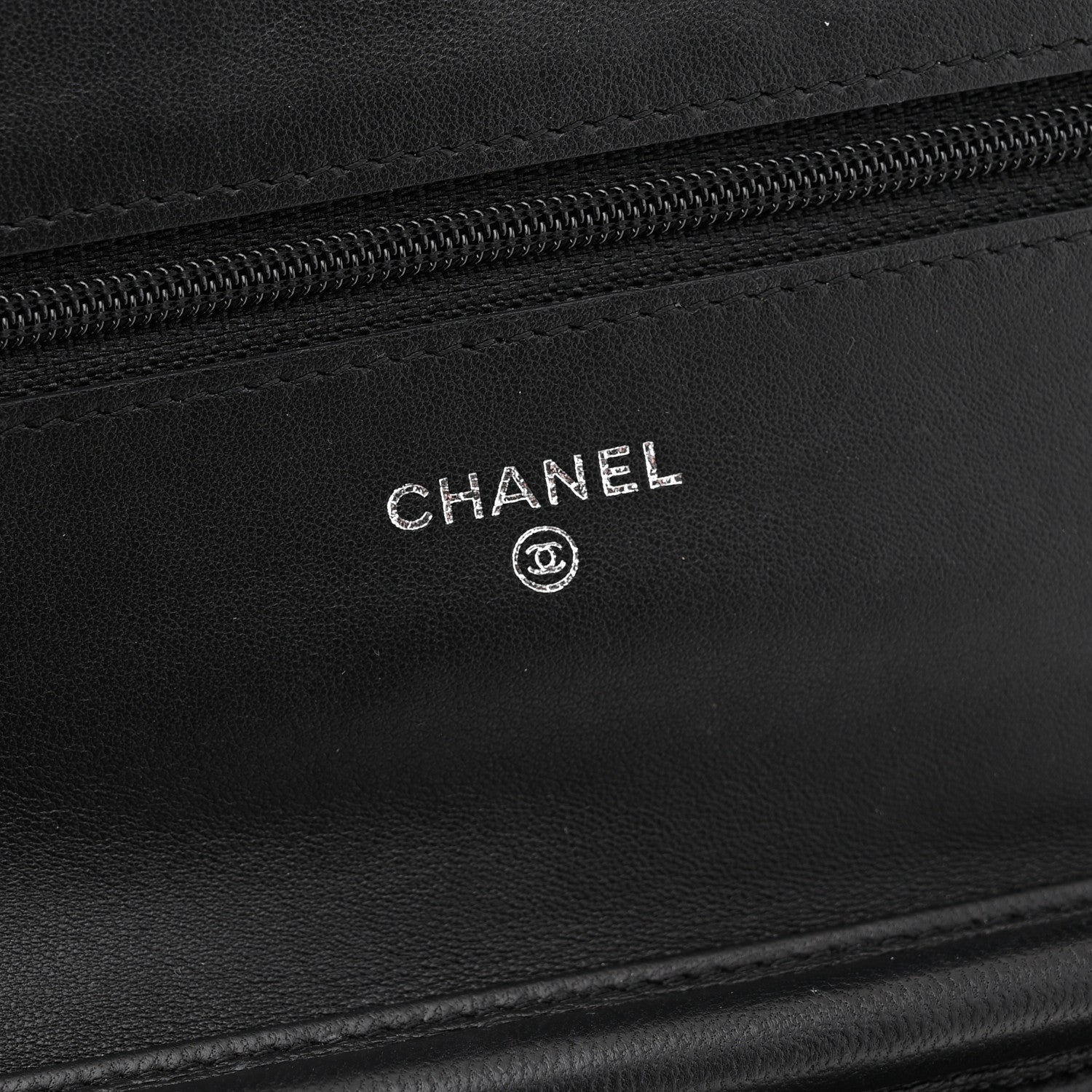 Chanel Lambskin Camellia Embossed Wallet On Chain WOC Black 6 of 15
