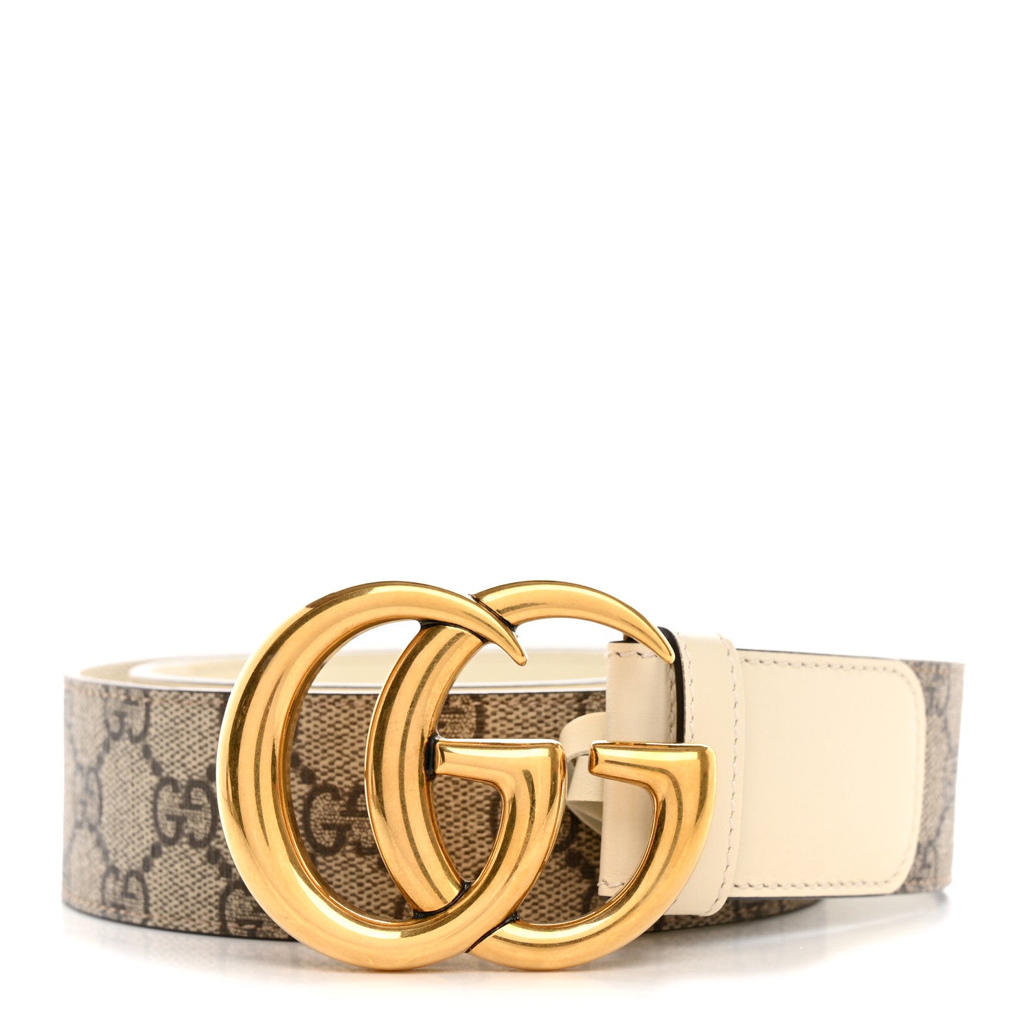 Gucci GG Supreme Monogram Matte Plutone Calfskin Double G 40mm Belt 85 34 Beige Ebony Mystic White 1 of 5
