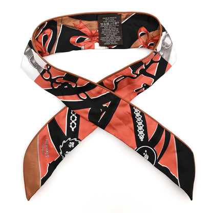 Hermes Silk La Promenade Du Matin Twilly Barenia Brique Black 1 of 3