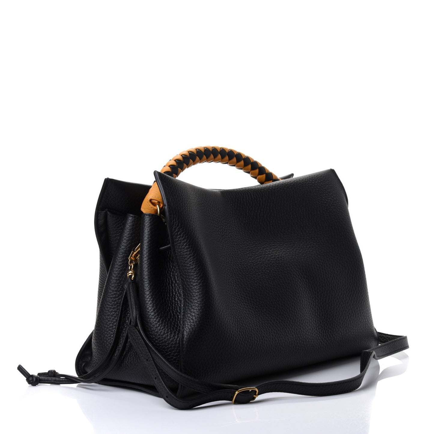 Heavy Grain Iris Tote Black Deep Amber