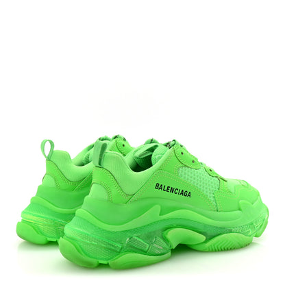 Balenciaga Fabric Mesh Clear Sole Womens Triple S Sneakers 37 Fluo Green 5 of 10