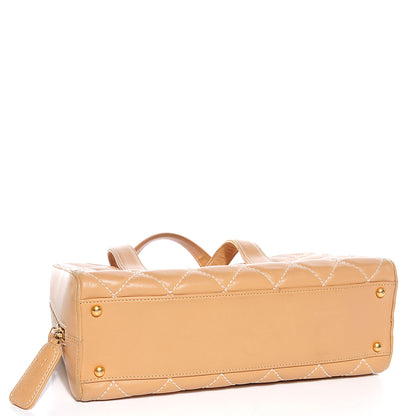 Chanel Calfskin Wild Stitch Top Handle Bag Beige 4 of 7