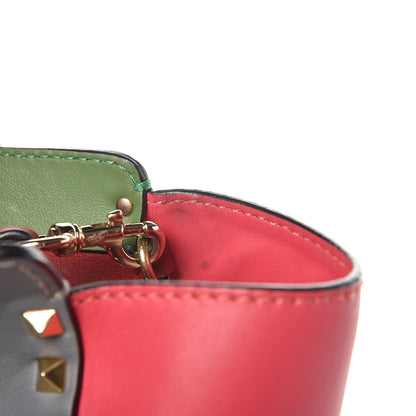 Valentino Garavani Vitello Colorblock Small Rockstud Double Handle Tote Deep Rose Clover Grey Scarlet 12 of 12
